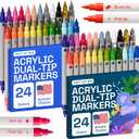 ARTISTRO School Project & Teachers Must Have  Bright & Bold 48Pack Acrylic Paint Marker Set  DualTip: Dot, Fine, Brush - MultiSurface Budget Bundle
