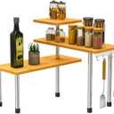 ZHWS Kitchen Countertop Organizer Spice Rack for Salt, Bathroom Counter Organizer Over Sink for Makeup, Skincare, Adjustable 3-Tier Corner Counter Shelf with 4 Hooks for Coffee Bar Dresser Table