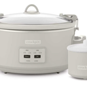 Crock-Pot Designer Series 7qt Slow Cooker with Bonus Little Dipper Mushroom: 4 Settings, Stoneware, Stainless Steel, Keep Warm