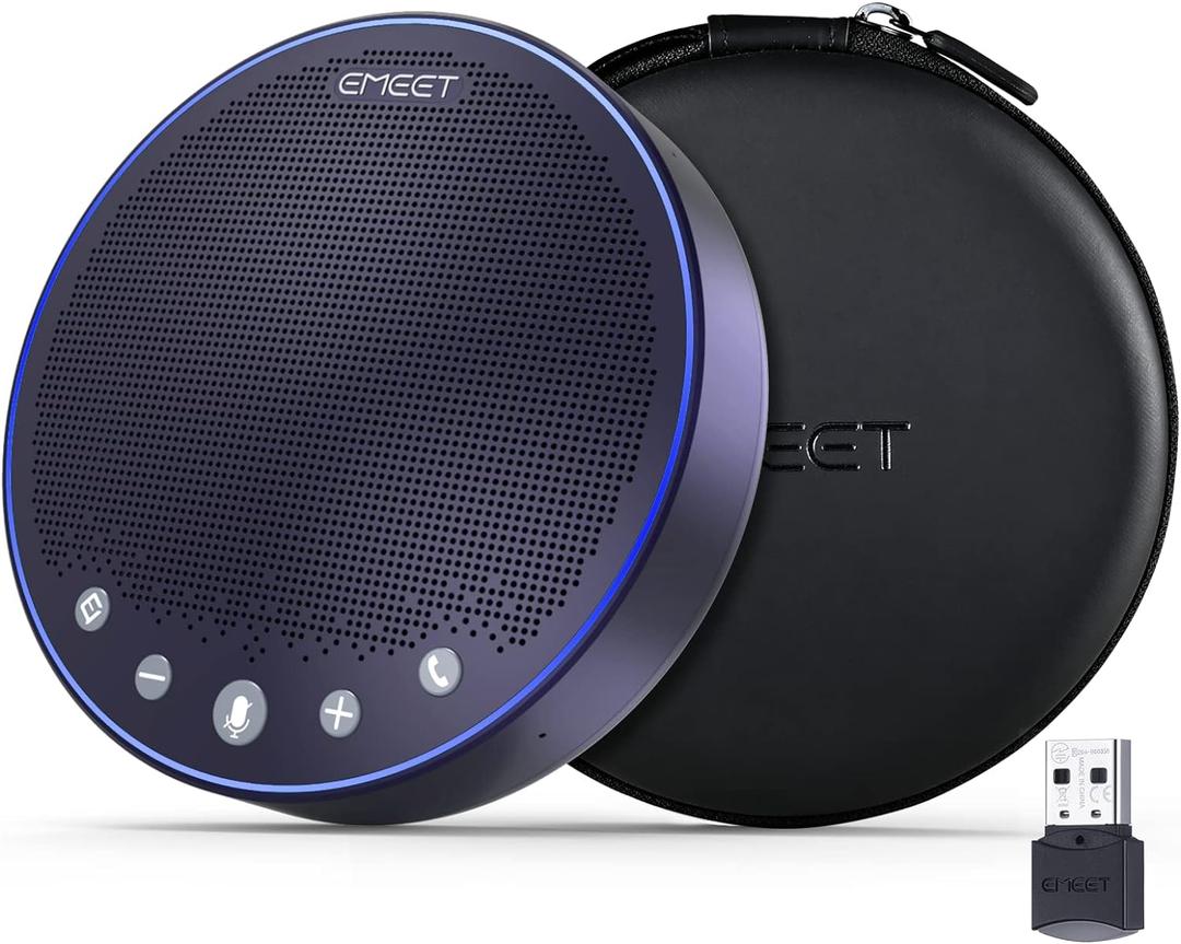EMEET M3 Conference Speaker and Microphone, Zoom Certified Bluetooth Speakerphone with 4 AI Mics 360 Voice Pickup, 18H Talk Time, USB 2.0&Bluetooth 5.0 with Daisy Chain for 20 People for Zoom Teams