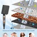 MakeFit Filtered Shower Head Black - 6 Modes High Pressure Handheld Shower Head with Filter Mineral Beads, Detachable Handheld Showerhead Set with Stainless Steel Hose and Shower Arm Bracket
