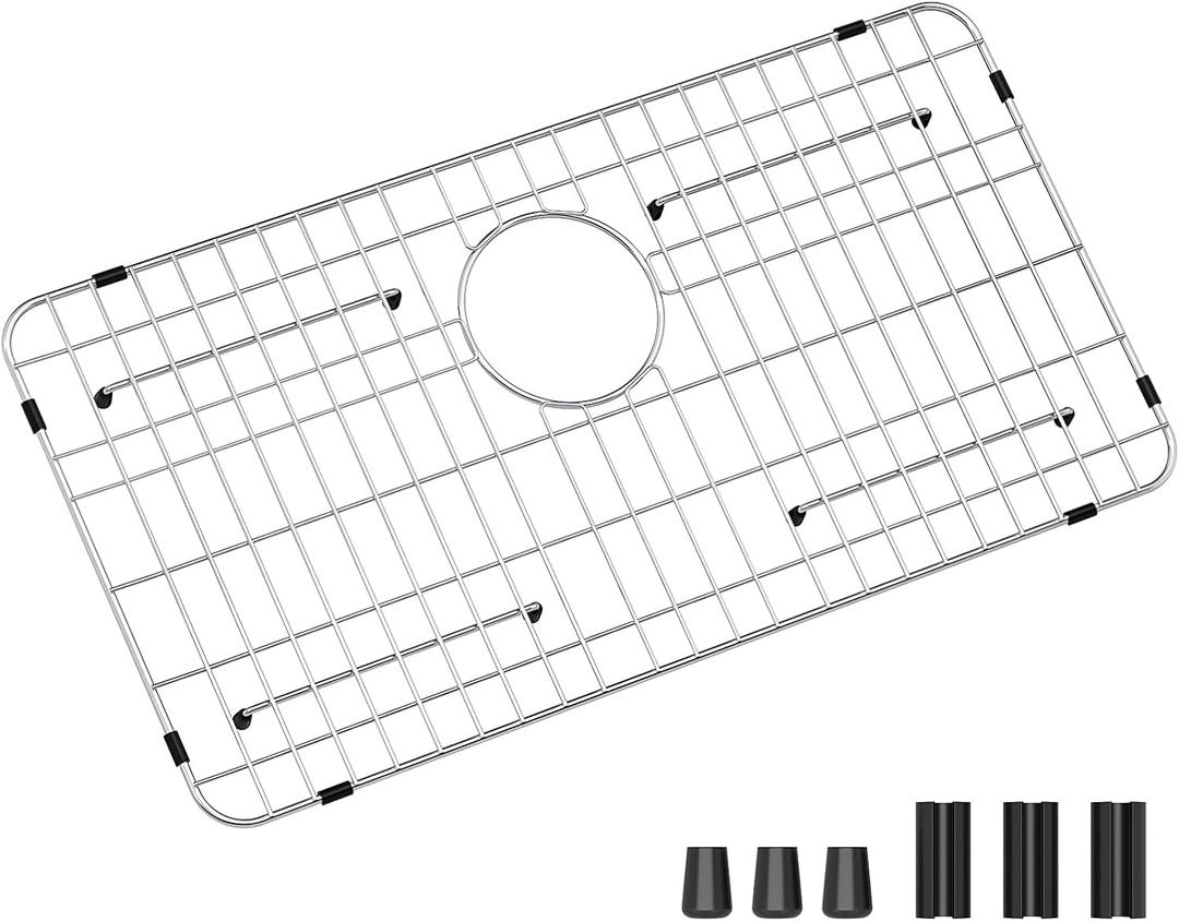 Stainless Steel Sink Grid and Protectors for Bottom of Kitchen Sink, 26" x 14" With Rear Drain For Single Sink Bowl, For Sink Protectors For Kitchen Sink Stainless Steel