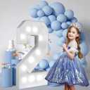 2.4FT/28.74in Marquee Light up Numbers Marquee Number 2 with White Lights for Birthday Party Large Mosaic Frame Letter Cardboard Pre-Cut Giant Cut-Out Thick Foam Board Sign DIY Decorations