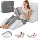 Kingfun 4PCS Orthopedic Bed Wedge Pillow Set for Sleeping, Post Surgery Memory Foam Support Pillows for Back, Neck and Leg Pain Relief, Adjustable Triangle Pillow - Acid Reflux, Anti Snoring & GERD