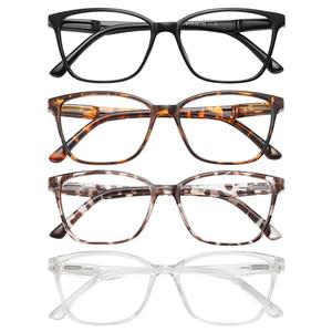 Przene 4 Pack Blue Light Blocking Reading Glasses, Square Cat Eye Readers for Women Men with Spring Hinge 1.5