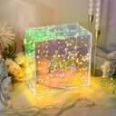 OurWarm Iridescent Acrylic Wedding Card Box with String Light, DIY Gift Card Box for Wedding Reception, Wedding Envelope Money Card Boxes Holder for Party Graduation Baby Shower Birthday Decorations