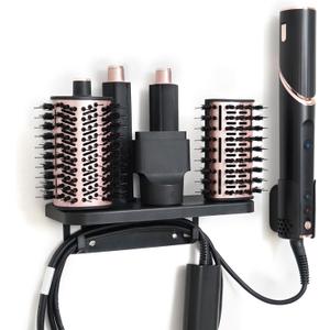 KEEPOW Hair Dryer Holder Compatible with Shark FlexStyle, Wall Mount Hair Dryer Organizer Blow Dryer Holder, Storage Rack with Cord Hanger for Attachment Curlers Brushes Diffuser Accessories