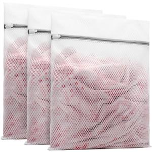 2 x Muchfun 3Pcs Durable Honeycomb Mesh Laundry Bags for Delicates 16 x 20 Inches (3 Large)
