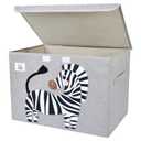 CLCROBD Foldable Large Kids Toy Chest with Flip-Top Lid, Collapsible Fabric Animal Toy Storage Organizer/Bin/Box/Basket/Trunk for Toddler, Children and Baby Nursery (Zebra)
