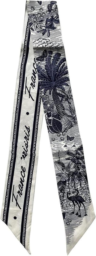 JERLA 100% Mulberry silk Scarf Bag scarf Head Hair Ribbon Handbag Handle wrap Tie Bundle Scarf Neckerchief Scarf for women 