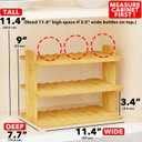 SpaceAid Bamboo Water Bottle Organizer with Labels, Kitchen Pantry Water Bottle Storage Rack for Cabinets, Home Cup and Wine Bottle Holder Shelf Organizers, (3-Tier, Hold 9 Bottles)