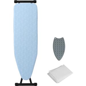 Ironing Board Adjustable Height Folding Ironing Board with Iron Pad, Heat-Resistant Cover, Thick Steel Tube Compact Iron Board (Blue)