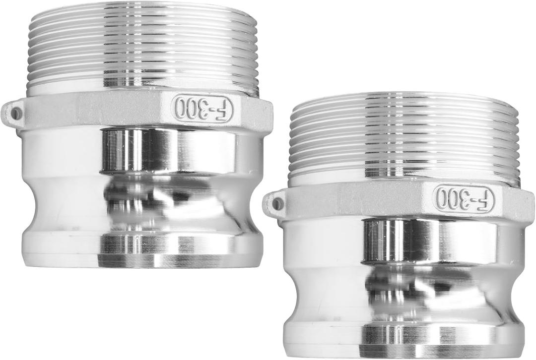 3" Aluminum Camlock Type F300, Cam & Groove Hose Fittings Male Adapter x Male NPT Thread Cam Lock Fittings Coupling, Pack of 2
