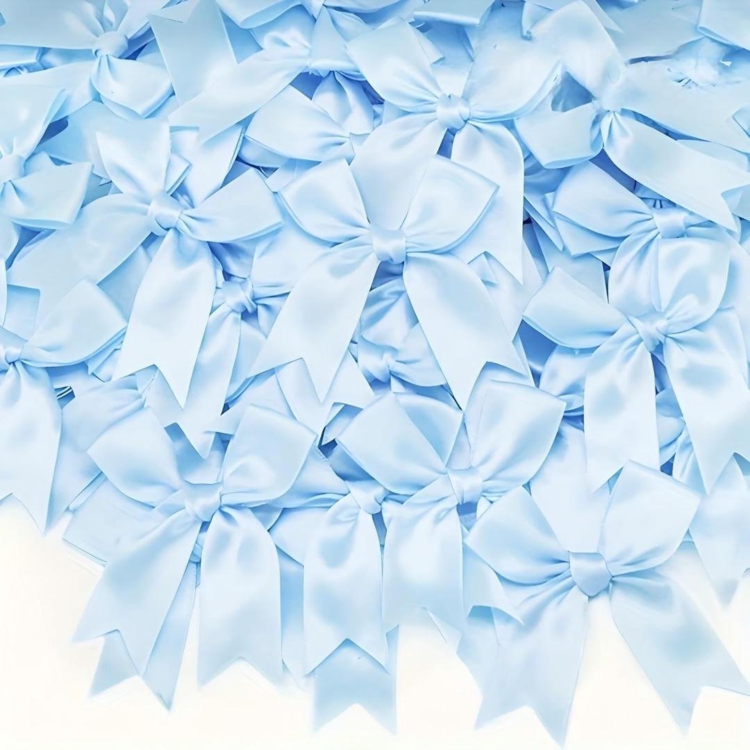 Blue Gift Wrap Bows - 50pcs Elegant Reusable Bows for Gift Wrapping, Party Decorations, Wedding Decor, Birthday Presents, Holiday Gifts, DIY Crafts, Baby Shower, Anniversary, Christmas, Gift Bags - light blue (1 Count (Pack of 50))