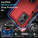 3 x Janmitta Compatible with Moto G 5G 2023 Case with Screen Protector,Heavy Duty Shockproof Full Body Protective Cover Built in Rotatable Metal Ring Holder Kickstand,Red