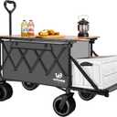 Whitsunday Collapsible Folding Wagon with Table,Heavy Duty Utility Beach Wagons with Opened Tailgate and All-Terrain Wheels for Camping,Garden,Sports Grey