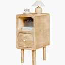 Narrow Nightstand, Solid Wood Night Stand with Drawers, Natural Mid Century Modern Nightstand, Small Beside Table with Open Storage Shelf for Bedroom (10 inch) (9.7*15*22.8Inch)