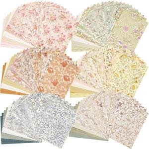 240 Pcs Vintage Floral Scrapbook Paper & Label Journaling Stickers Assorted Set - 6 Pack Mixed Special Textured Paper for Scrapbooking Planner Junk Journal Supplies Collage 4.1x5.8 Inch A6