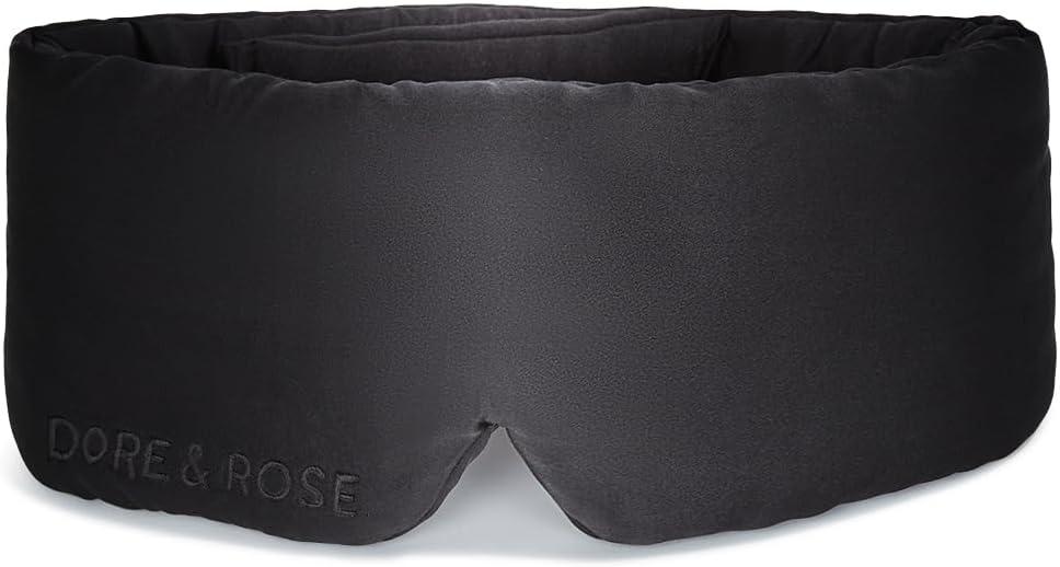 Dore & Rose Deep Sleep Mask Light Blocking, 23 Momme Mulberry Silk Eye Mask, Ultra Soft, Adjustable - Travel Sleeping Mask for Men & Women - Black (1 Count (Pack of 1))