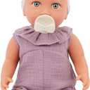 LullaBaby  14-Inch Realistic Baby Doll  Blue Eyes, Fair Skintone & Soft Huggable Body  Lilac Jumper Outfit with Bow Headband  Removable Clothes  Pretend Play Toy for Kids Ages 2+