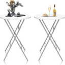 GUAGUA 32" Round Plastic Folding High Top Table - Versatile Bar, Cocktail & Portable Pub Table for Parties, Bistro & Events (White Set)