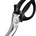 Brigii Kitchen Shears, Stainless Steel Heavy Duty Poultry Shears, Multi-Purpose Kitchen Scissors for Cutting Chicken, Fish, Seafood, and Vegetables, Spring Loaded-KS05Black