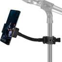 JCWINY Mic Stand Phone Holder, Flexible Phone Holder for Microphone Stand, Adjustable iPhone Mic Stand Holders, Music Stands Phone Holders for iPhone 14 13 12 MAX Pro Samsung Galaxy All Smartphones