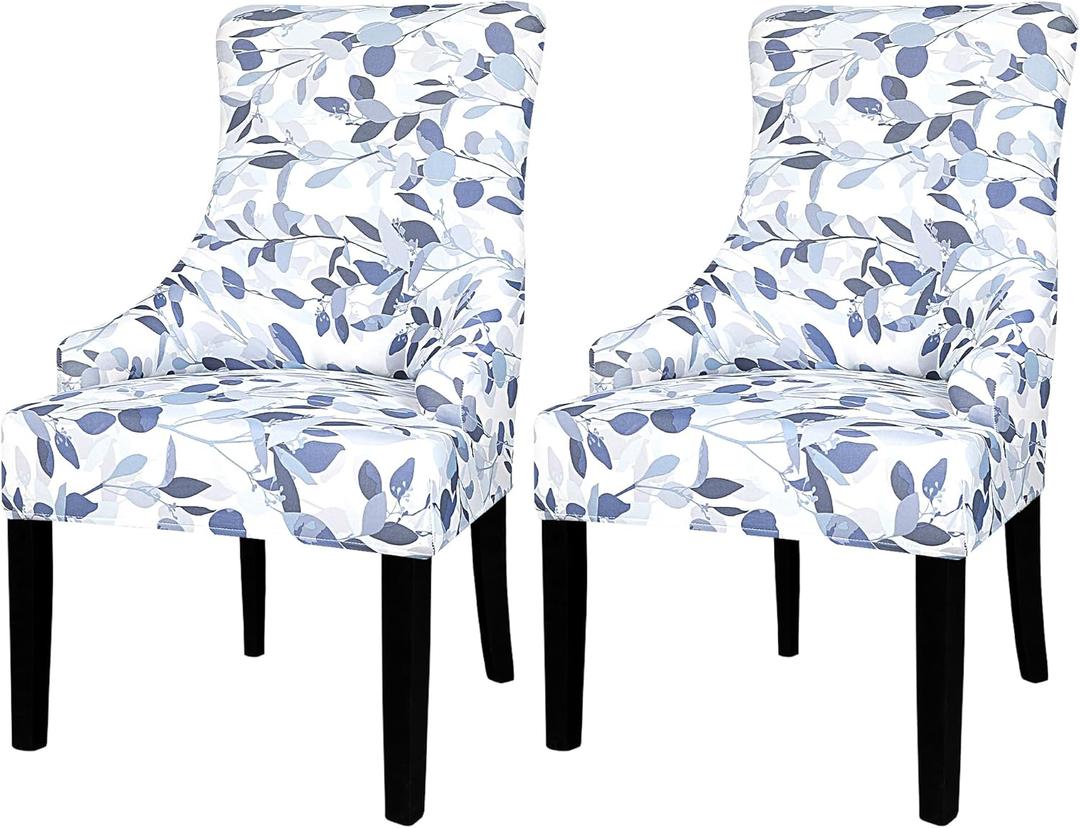 Lellen Wingback Side Chair Slipcover - Wingback Chair Covers with Pattern, Stretch Armless Wingback Chair Slipcover, Wingback Dining Chair Covers, Arm Chair Protector Cover for Home Decor 2PCS