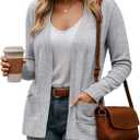 Tralilbee Women's Cardigans with Pockets Long Sleeve Casual Open Front Cardigan Sweaters for Women S-XL (Gray, M)
