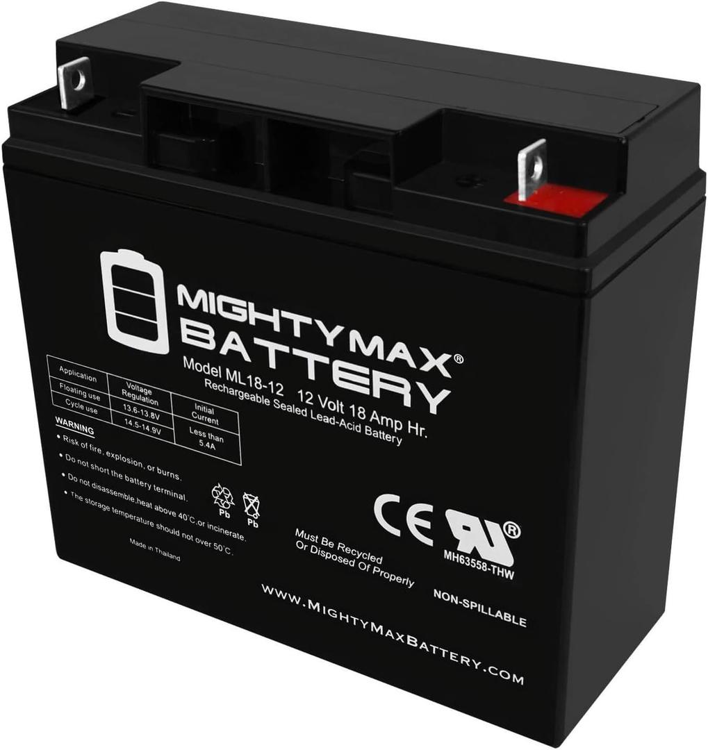 Mighty Max Battery ML18-12 - 12V 18AH New Battery for 90508011 Craftsman Black Lawn Mowers