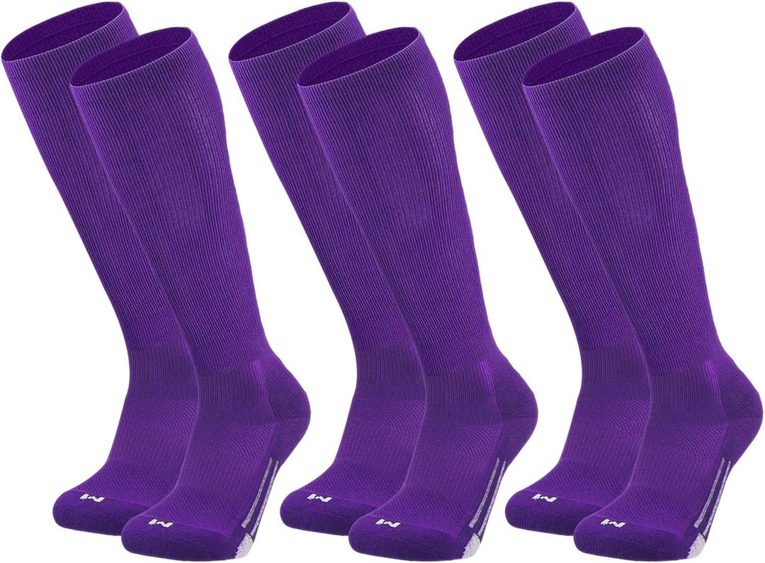 2 x Youper Youth Baseball & Softball Socks Over The Calf Length (3 Pairs) (Purple)