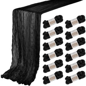 12 Pack Black Cheesecloth Table Runner - 35x120 Inch Boho Gauze for Birthday Party, Wedding Decoration, Baby Shower, Christmas Decor & Special Events