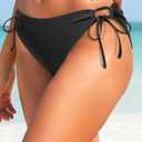 Zmart String Tie Side Bikini Bottoms - Women Full Coverage Swimsuit Bottom Mid Rise Mid Waist Swim Bathing Suit Bottom (Black, M)
