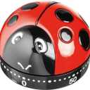 Ladybug Mechanical Cooking Timer - 60-Minute Kitchen Alarm Clock with Loud Ring
