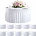 10 Pack White 120 Inch Stretchy Fitted Spandex Tablecloths for 60 Inch Round Tables, Wrinkle Free Washable Polyester Table Covers with Skirt for Wedding Birthday Banquet Events, 120 Spandex Tablecloths -10pcs