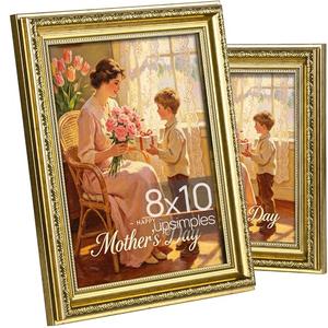 upsimples 8x10 Picture Frame with Real Glass, Ornate Vintage 8 x 10 Photo Frames for Wall Decor or Tabletop Display, Gold, 2 Pack