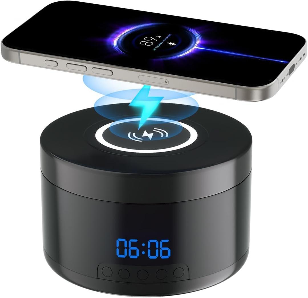 Smart Security Camera - 1080P Indoor Cameras for Home Security - Pet/Dog Camera with Motion Tracking - 15W Fast Phone Charger - Digital Clock (Classic Black)