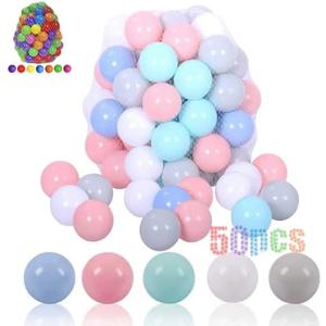 LANGXUN 50 Soft Plastic Ball Pit Balls for Kids, Gift for Baby Toddler Birthday Christmas, Ball Pit Play Tent, Baby Kiddie Pool Water Toys, Party Decoration