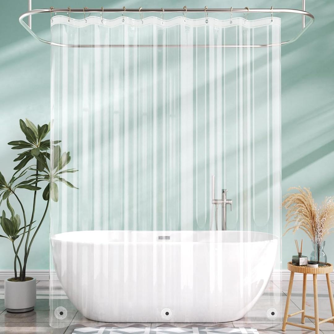 AmazerBath Long Shower Curtain Liner with 3 Magnets, 72x90 Clear Shower Curtain Liner Tall, Waterproof Plastic Shower Liner, Lightweight PEVA Shower Curtain with 12 Rustproof Metal Grommets