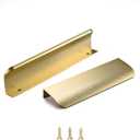 Satanga 5Pack Edge Finger Pull for Cabinets Kitchen Concealed Aluminum Flat Hidden Bar Pulls Drawer Pulls Easy to Install 4.72inch 120mm Overall Length Brushed Brass