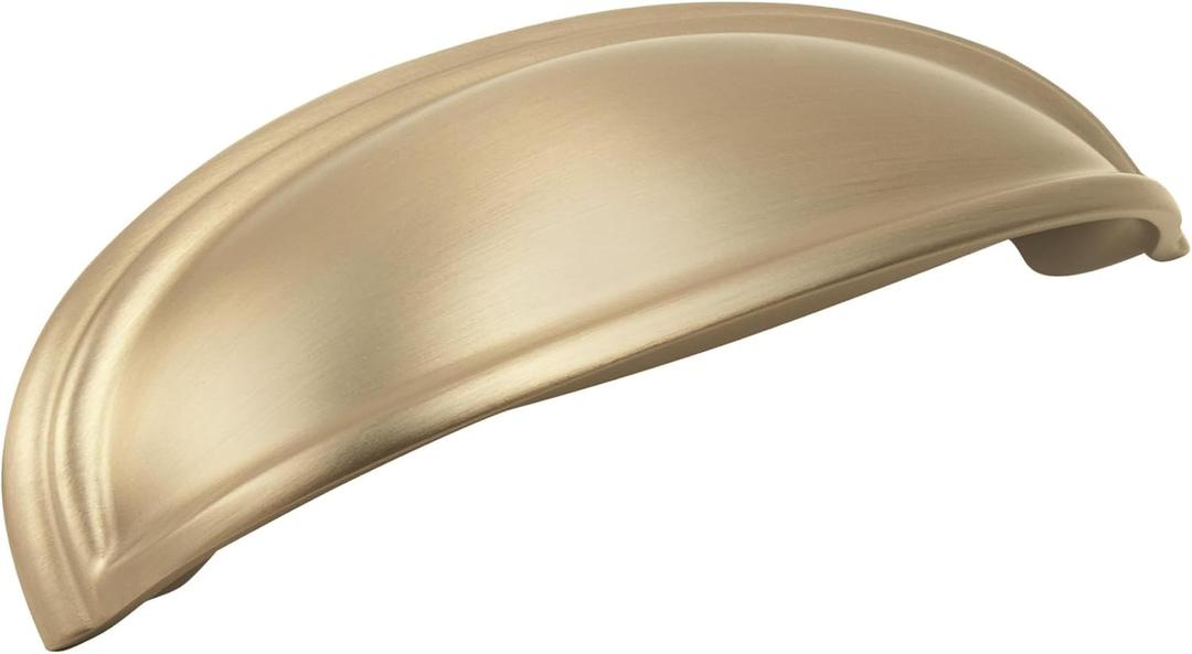 Amerock | Cabinet Cup Pull | Golden Champagne | 3 inch. (76 mm) & 4 inch. (102 mm) Center to Center | Ashby | 1 Pack | Drawer Pull | Drawer Handle | Cabinet Hardware