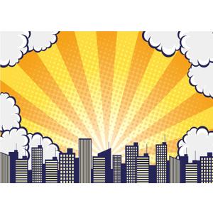 BELECO 7x5ft Fabric Super City Backdrop for Superhero Photoshoot Comic Cartoon Skyline Buildings Skyscraper Cityscape Background for Superhero Party Decorations Birthday Banner Kids Photo Studio Prop (A12246)