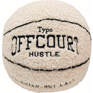 2023 New Offcourt Basketball Pillow, 11" Basketball Shaped Teddy Fleece Embroidered Throw Pillow Fuzzy Plush Toy Gifts for Kids Boys Girls (Beige)