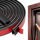 Black Rubber Weather Stripping Door Seal Strip, D Shape Door Weather Seal Strip, Self-Adhesive Soundproofing Frame Insulation Tape for Doors Frame/ Window Seal, Blocks Cold Drafts Noise