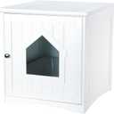 TRIXIE Litter Box Enclosure, Hidden Kitty Litter Box Cabinet, Furniture Style, White,(19.84 LBS)