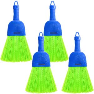 SOUJOY 4 Pack Hand Broom, Poly Fiber Small Whisk Broom for Car, Handheld Brush with Hang Hole Indoor Porches Floors Decks Driveways, Table, Keyboard and Pet Nest