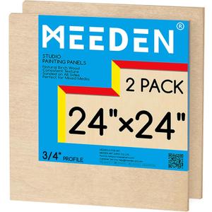 MEEDEN Unfinished Wood Canvas Board: 3/4 Deep 24x24 Wooden Canvas Panel Pack of 2 - Blank Cradled Wood Art Board for Painting