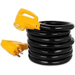 Camco 55194 PowerGrip 15-Foot 50-Amp Extension Cord 125/250V, 12,500W 6/3 + 8/1 Gauge Copper Wires NEMA 14-50P to 14-50R