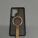 360Spin Magnetic Stand with Silicone Strap for Samsung Galaxy S25 Ultra Case[Fit for MagSafe], Mil-Grade Shockproof Translucent S25 Ultra Phone Case with Kickstand Rotatable (Desert Gold)