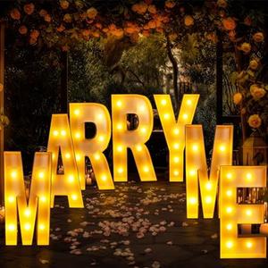 Tujoe 7 Pcs 3 ft Tall Marry Me Large Light up Letter Sign Marry Me Marquee Lights LED Romantic Light Battery Operated Alphabet with String Lights for Wedding Engagement Proposal Party Decorations